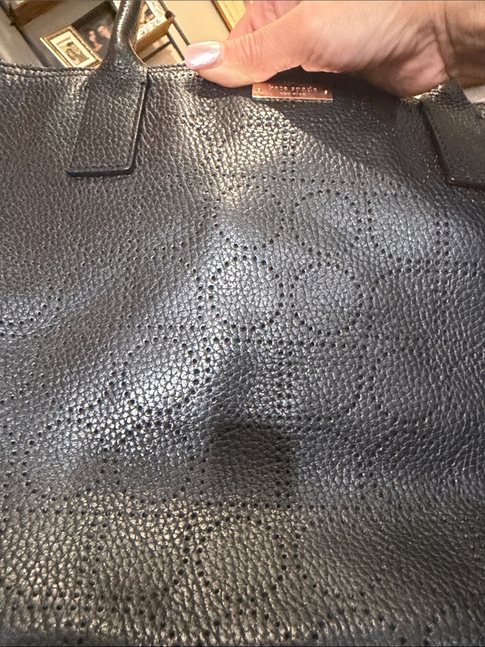 Kate Spade New York Black Pebbled Leather Tote Bag PXRU1502 - Picture 2 of 12